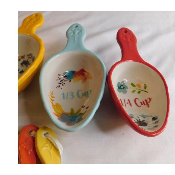 Pioneer Woman _ Willow 8-Piece Stoneware Measuring Cups and Spoons Sets New - Picture 3 of 7